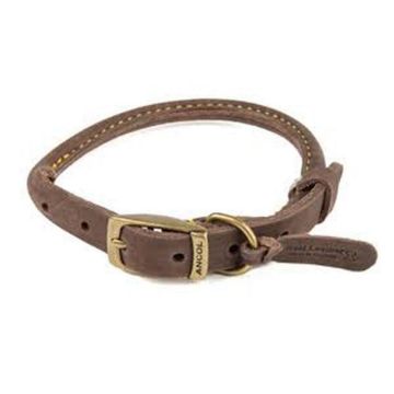 Picture of Ancol Timberwolf Rolled Leather Collar Sable 22" Size 6 x 1